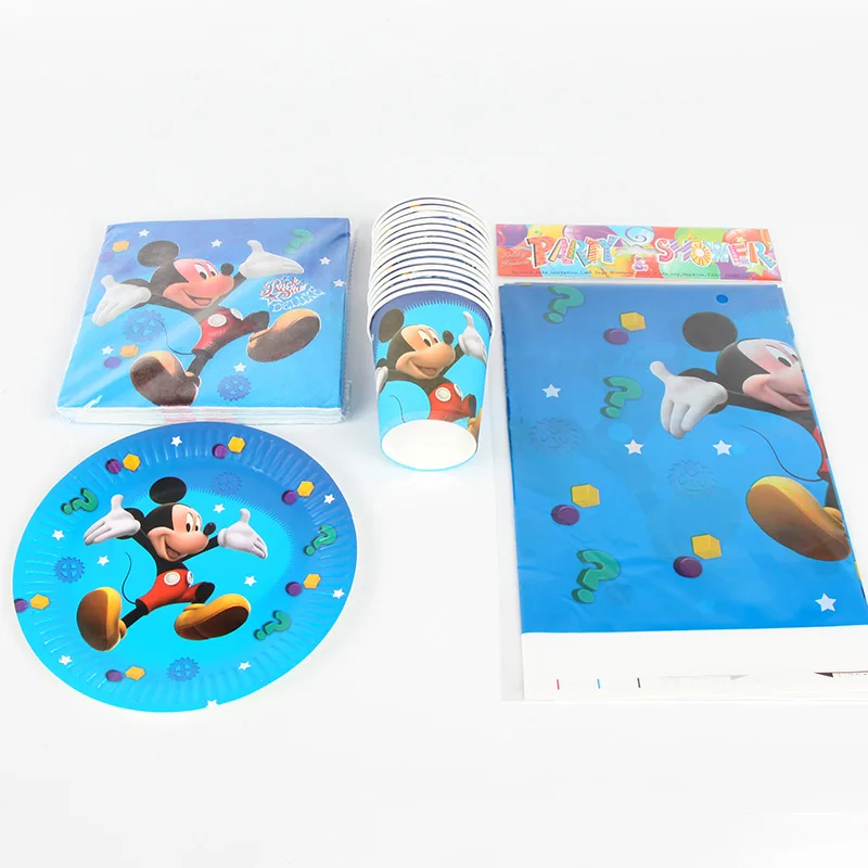 

41pcs/lot Mickey Mouse Party Decorations Cup plate tablecover Kid Birthday Party Decoration Supplies for 10 kids birthday