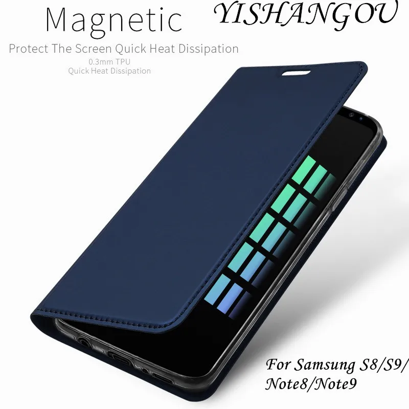 

YISHANGOU Phone Case For Samsung Note 9 PU Leather Voltage Flip Wallet Magnetic Cover For Galaxy Note 8 Card Holder Stand Cases