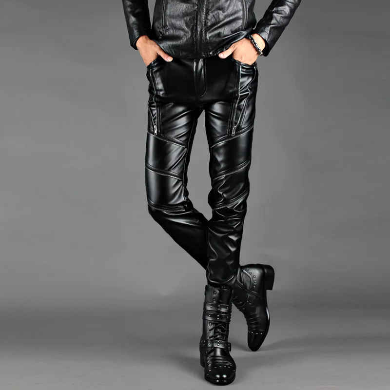 Fashion-Night-Club-DJ-Swag-Skinny-Mens-Faux-Leather-PU-Tight-Black ...