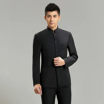 

Custom Made Groom mens suit Tuxedo Groomsmen Mandarin Lapel men suits for wedding 2017 Man tern mascuolino (Jacket+Pants+Tie)