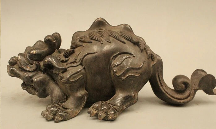 

Chinese Folk Fengshui Bronze Lion Pi Xiu Beast Bi Xie mouse Statue Sculpture fast