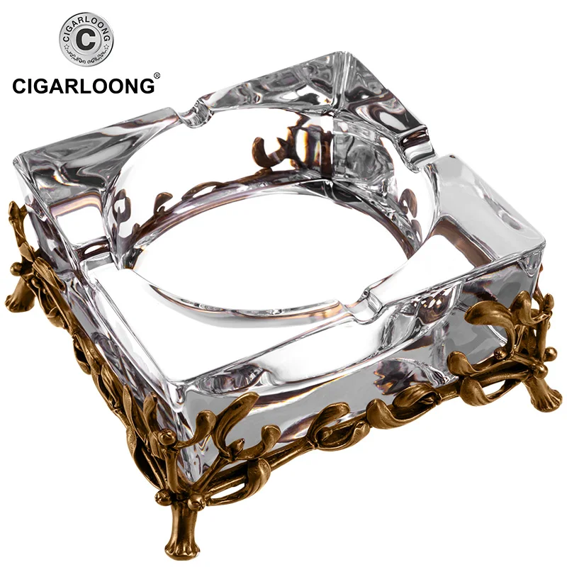 

CIFARLOONG cigar ashtray European-style copper carvaing Austrian Crystal ashtray CE-4304