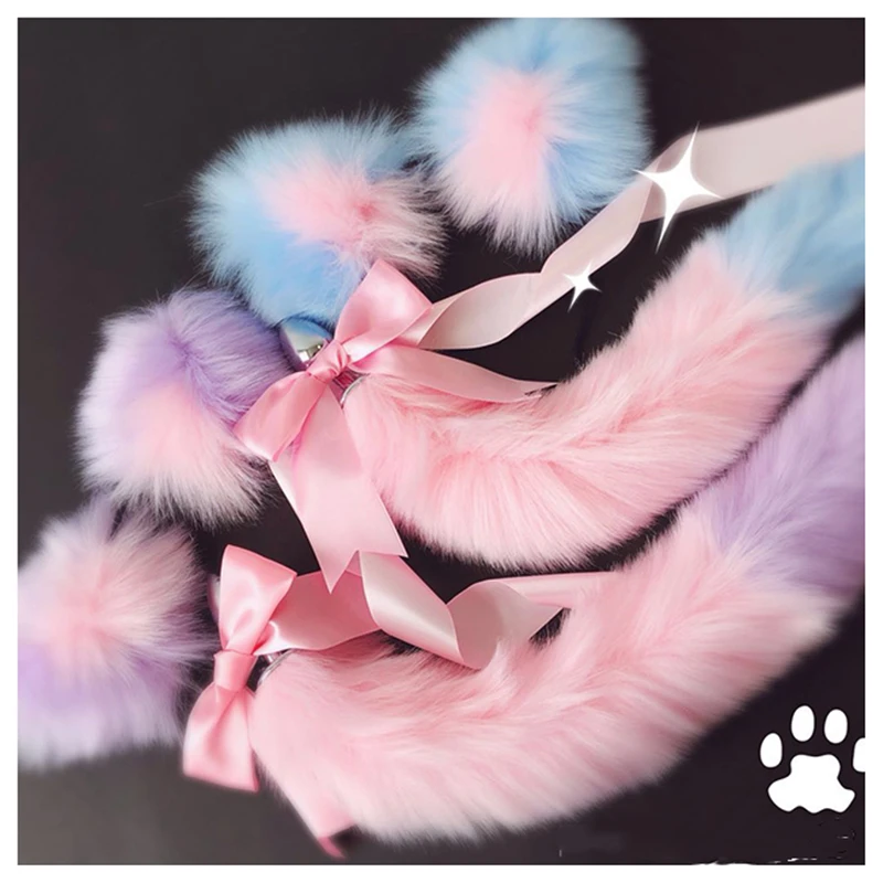 Erotic Accessories Fox Tail Bow Metal Butt Anal Plug Cute Soft Cat Ears Headbands Cosplay With Collar And Chain Adult Sex Toys