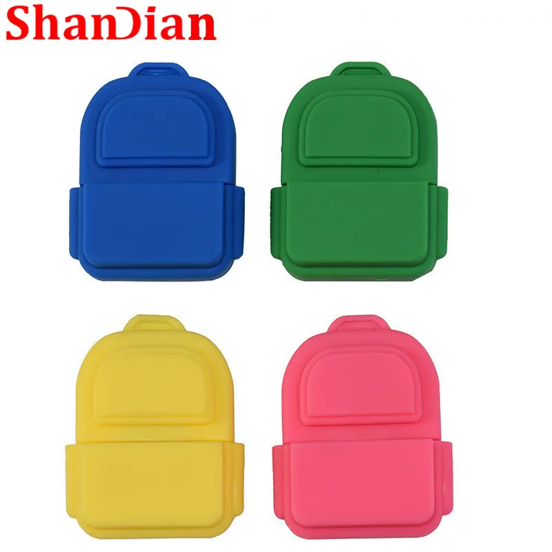 

4 colour beautiful school bag USB Flash Drive 4GB 8GB 16GB 32GB 64GB Pendrives USB2.0 Flash Memory stick backpack Pen