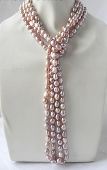 

shipping>>>>100'' 9mm Lavender Baroque Freshwater Pearl Necklace