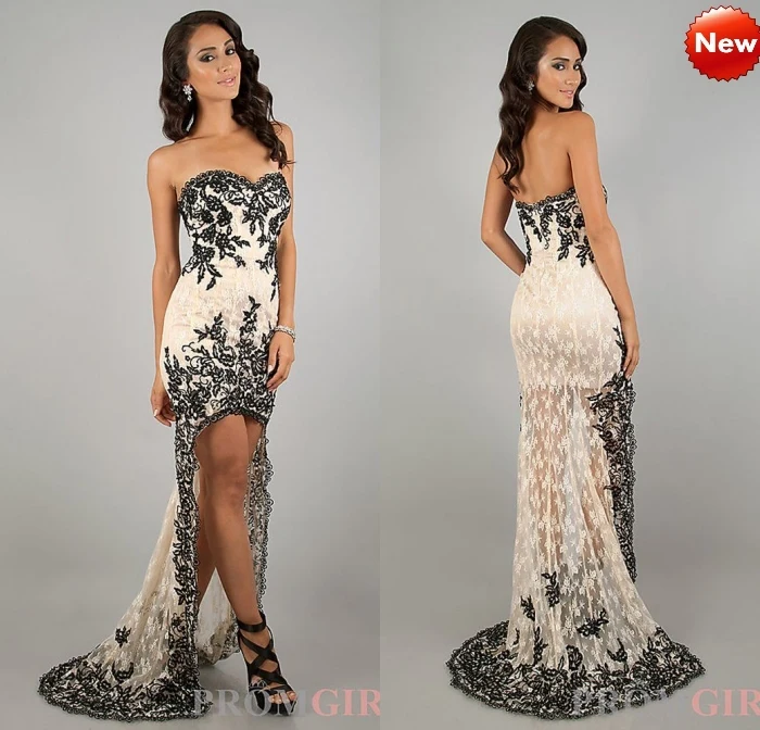 

Gorgeous 2014 Off the Shoulder Lace Prom Dresses High Low Evening Dress