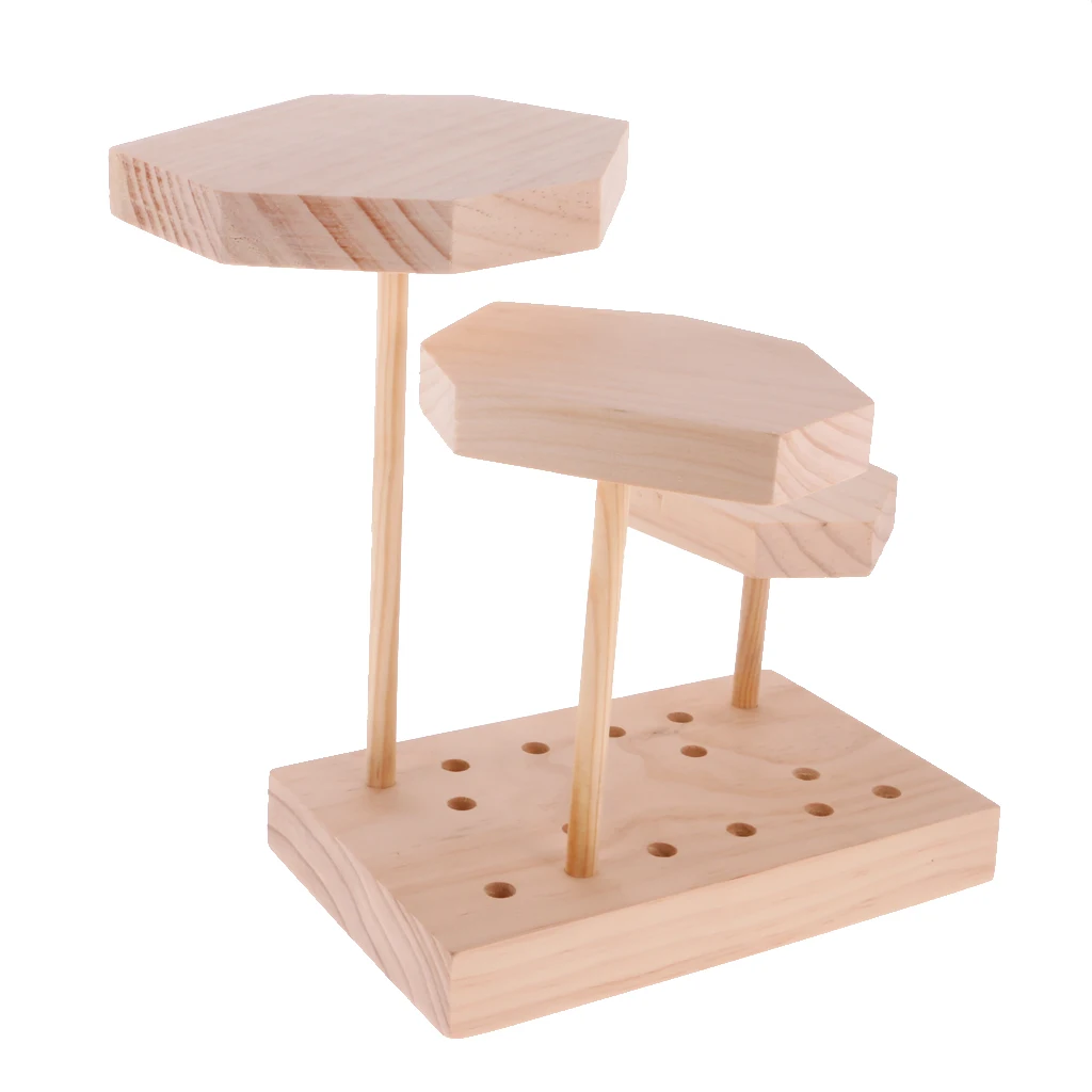 

Plain Unpainted Wooden 3 Trays Earrings Necklace Jewelry Display Holder Stand Organizer