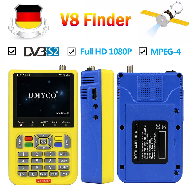 

TV Finder DVB S2 Satellite Finder 3.5 Inch LCD Display DVB-S2 lnb Tuner FTA C&KU Band Fulll HD 1080p HD Digital sat finder Meter