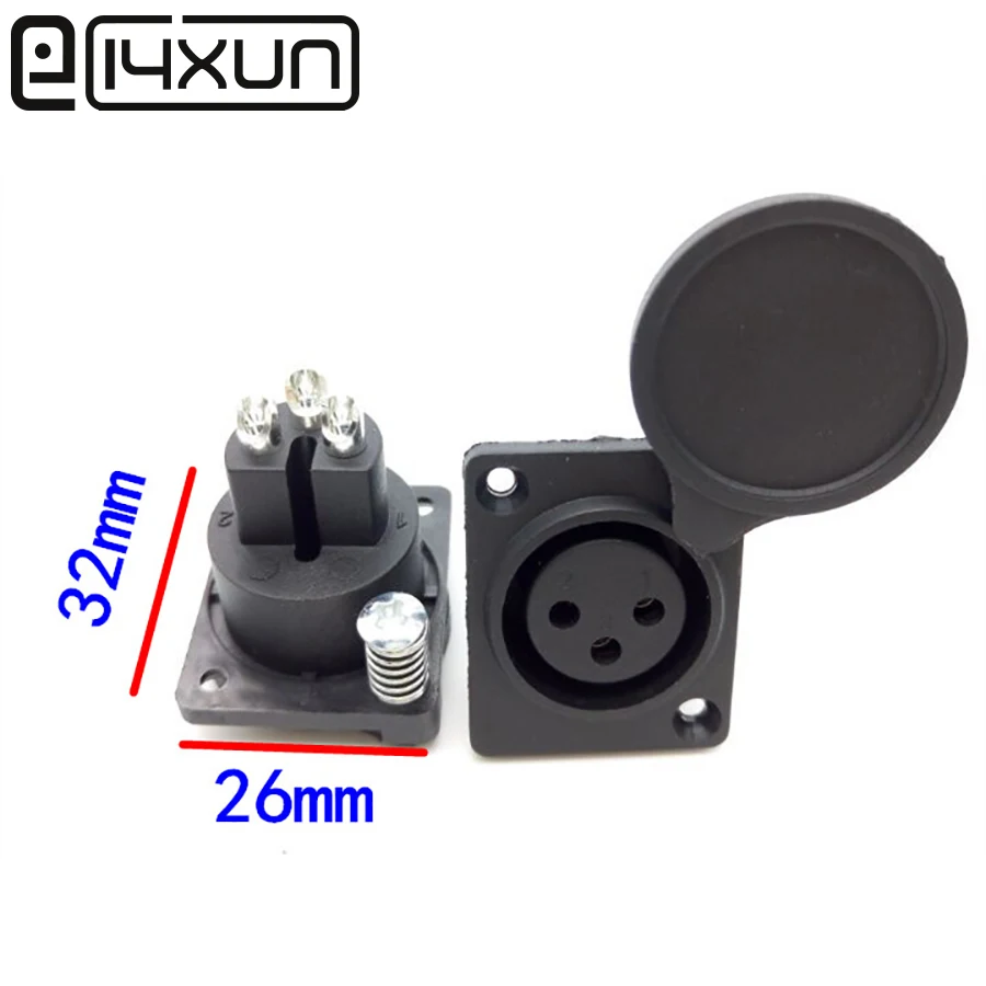 

EClyxun 1Pcs XLR 3 Pin Waterproof Female Chassis Panel Mounted Socket Adapter Soldering for Power MIC Connector Black