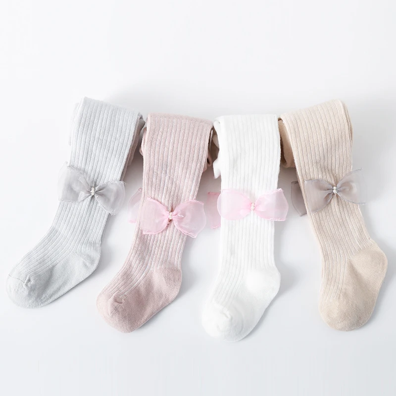 

Kids Baby Girl Stockings Newborn Knitted Cotton Warm Bowknot Children Pantyhose