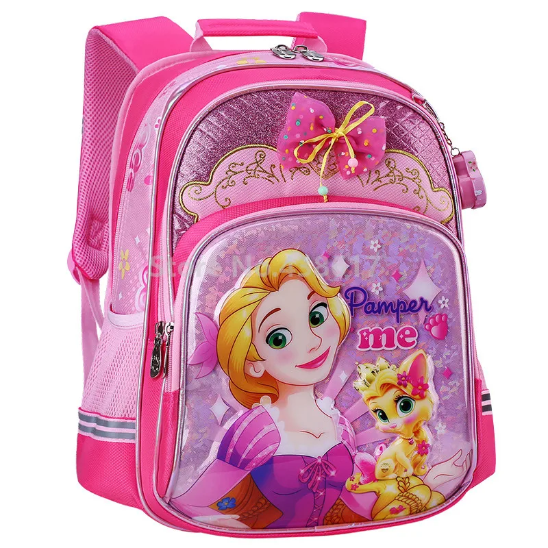 

New Fashion Pink Purple Rapunzel Princess Backpack School Bags for Kids Girls Children Elementary Primary School Book Bag