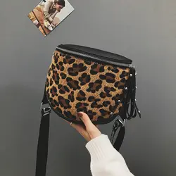 2019 Зимняя мода ретро Leopard плеча курьерские Сумки для женщин Малый кожаные сумочки с письмо плечевой ремень Луи Виттон