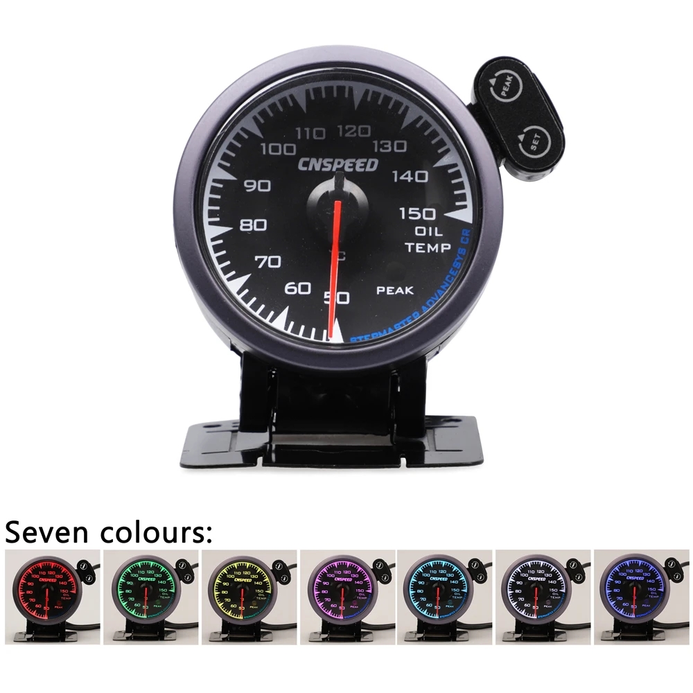 

CNSPEED 60mm 12V Oil Temp Temperature Gauge Meter 50-150C Temperature Sensor POD For Honda Car Meter Auto Gauge With 7 Colors LE