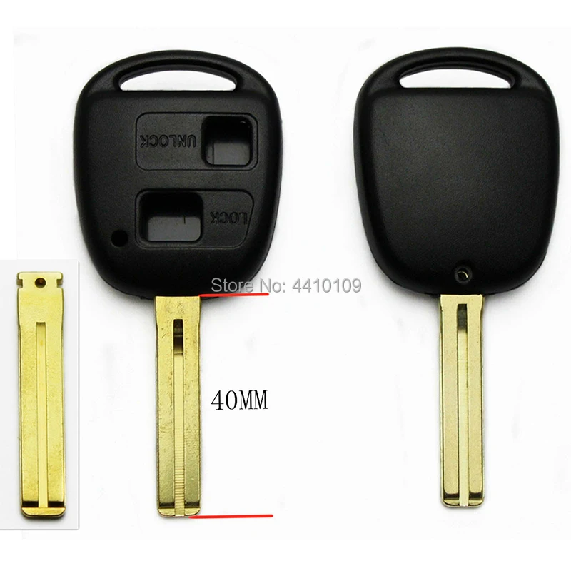 

Replacement Car Key Shell For Toyota Land Cruiser Prado Previa 2 Buttom Remote Key Case Cover 40mm Uncut Blade