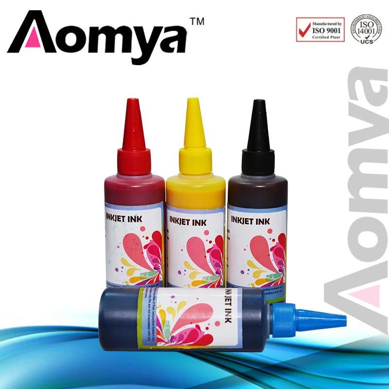 Aomya 4 Colors Ink Refill Kits 4X100ml Bulk Ink for Canon all series Pigment Based Waterproof & CISS B C M Y