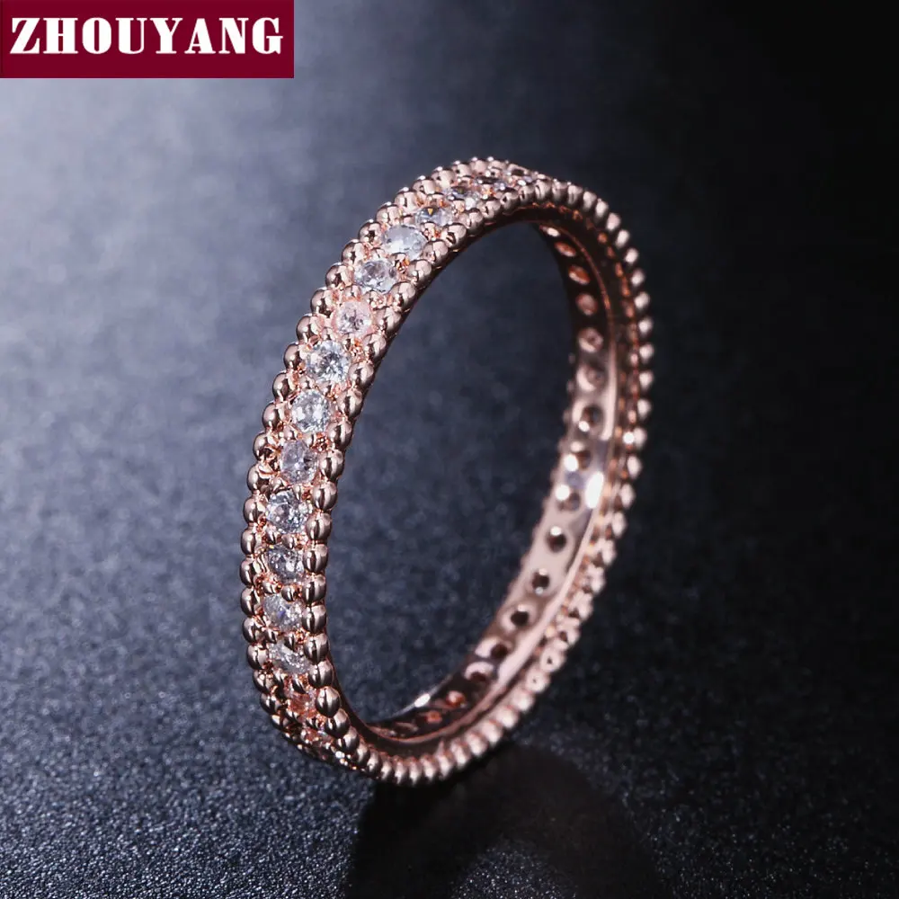 ZHOUYANG Wedding Ring For Women Simple Classic Cubic Zirconia Rose Gold Color Wedding & Engagement Ring Fashion Jewelry ZYR490