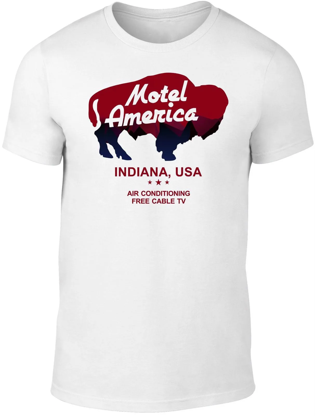 

Awesome Interesting Motel America T-Shirt American Gods TV Series Mr Wednesday Indiana Cotton Short Sleeve O-Neck Top Tee