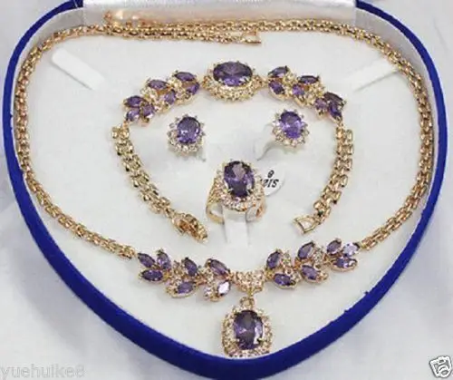 

women's gift true blue gold Earring Bracelet Necklace Ring +box 5.27