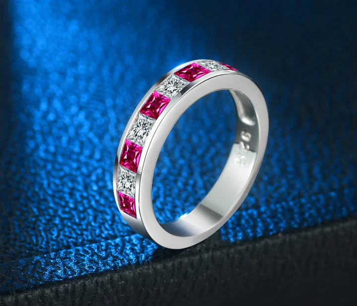 925 silver Ruby wedding band 722