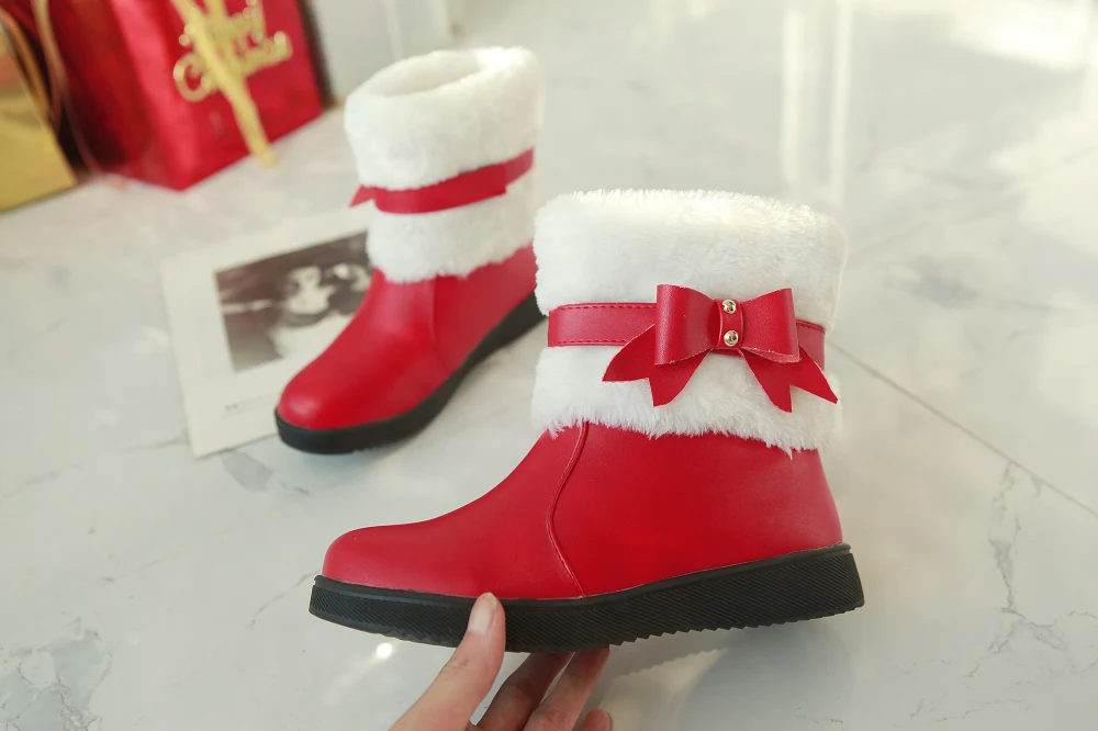 Теплые женские зимние ботинки на плоской платформе из искусственного меха зимняя обувь ботильоны из флока Женская мода Нескользящие зимние Повседневное обувь для девочек