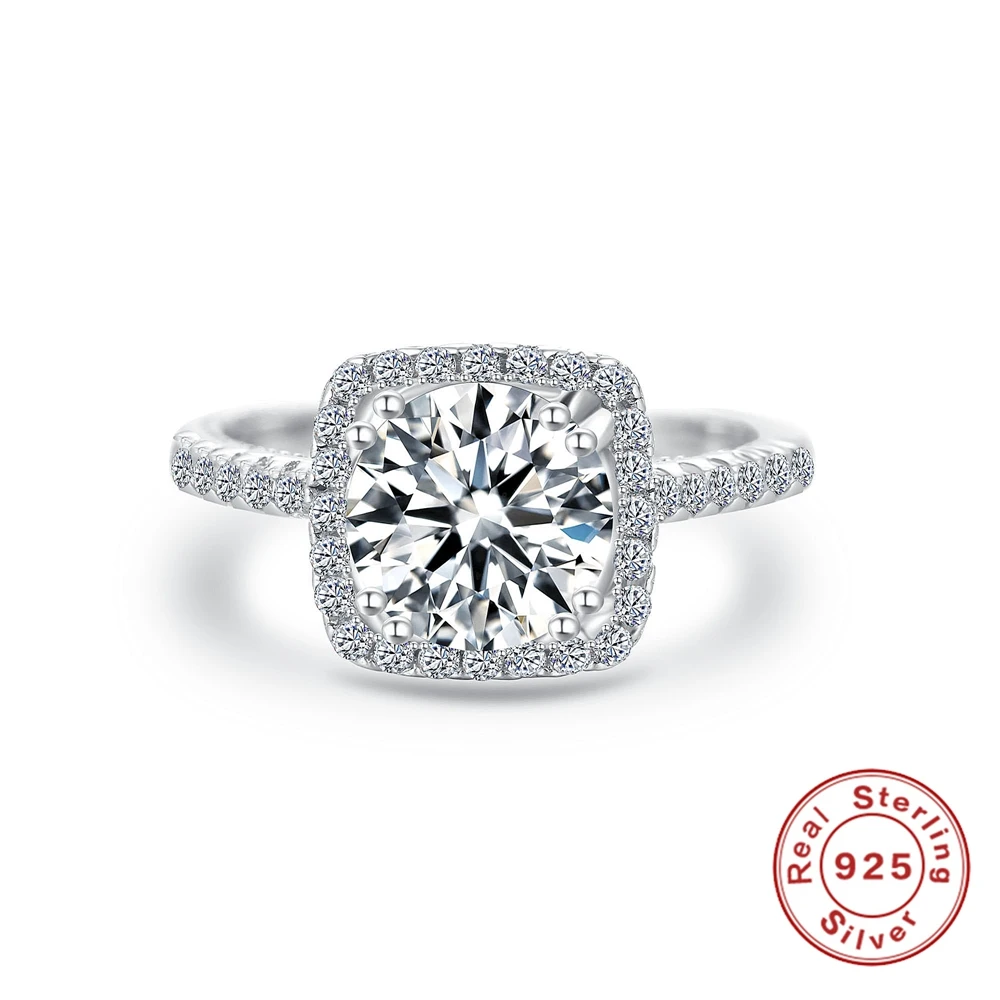 

Romad 2018 Classic Luxury Real Solid 925 Sterling Silver Ring Zircon Wedding Jewelry Rings Engagement For Women Size 4.5 -11