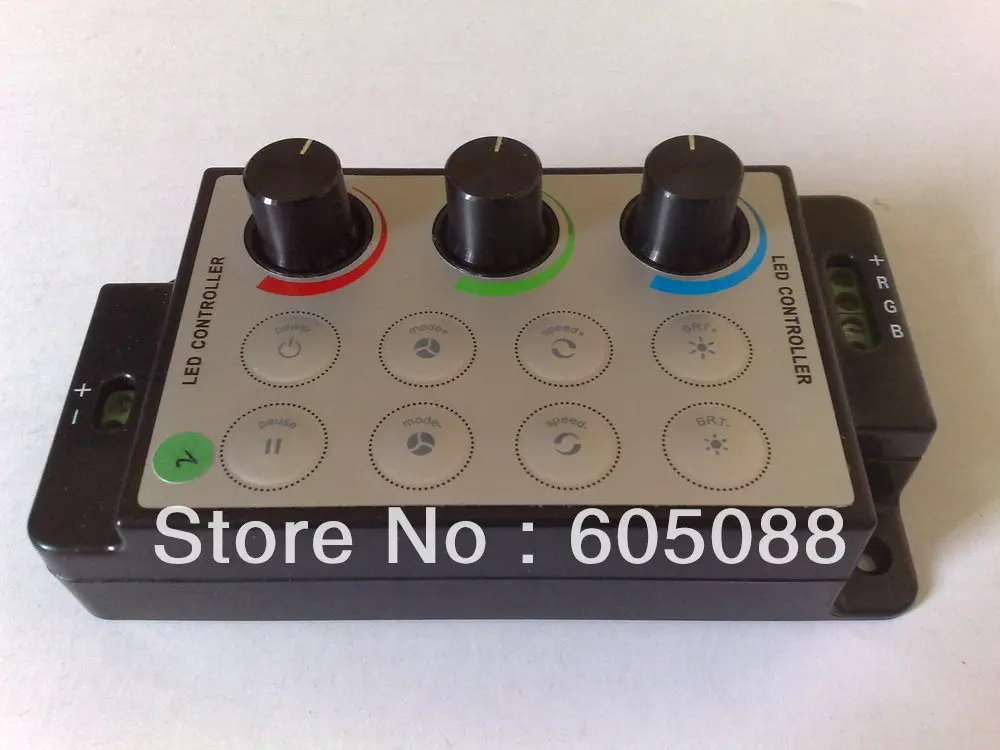 

DC12/24v knob dimmable led rgb controller with rf remote control adjust light and color using for normal RGB led luminaire 50pcs