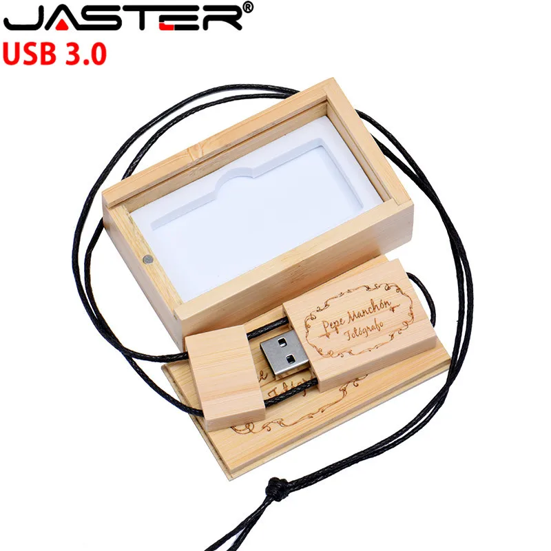 JASTER логотип на заказ USB 3,0 деревянная палка+ коробка USB флэш-накопитель 8 ГБ 16 ГБ 32 ГБ ручка-накопитель фотография свадебный подарок U диск