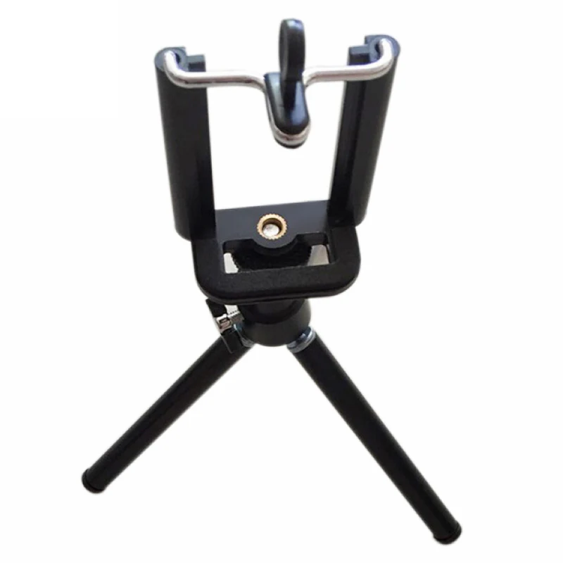 Universal Adjustable Clip Bracket Phone Holder Camera Tripod Mount Adapter Stretchable Rotating Selfie for Cell Phone Black