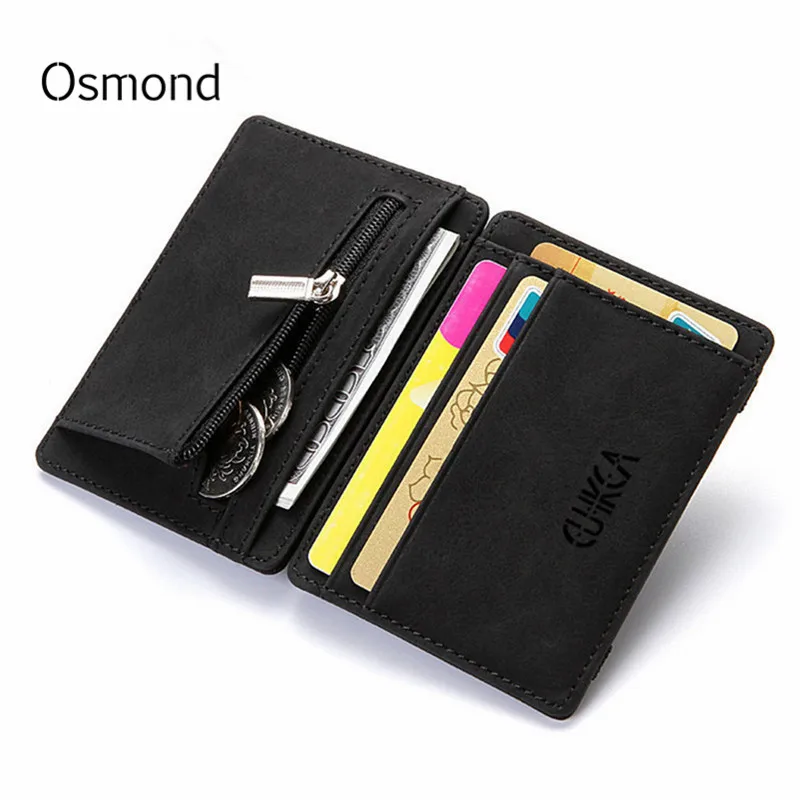 

Cardholder Magic Wallet Money Clip Zipper Coins Wallet Mini Purse Carteira PU Leather Slim Wallet ID Credit Card Cases Holder