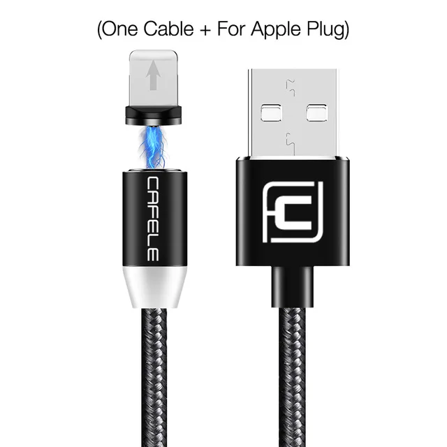 Cafele Светодиодный магнитный usb-кабель для iphone X Xs Max samsung S9 huawei Xiaomi USB кабель для IOS Micro type c USB порт 2A заряднеое устройство - Цвет: black for iphone