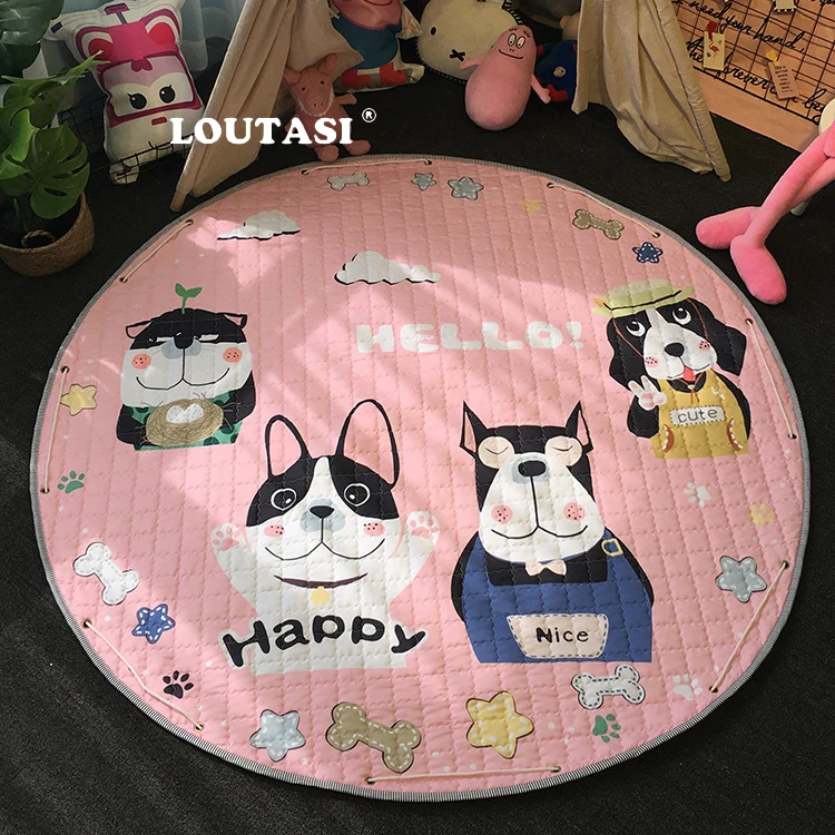LOUTASI круглый мультфильм ребенка ковер коврик ковер Одеяло детские мягкие играют дети играют игры постельные принадлежности ковер с хранения сумка