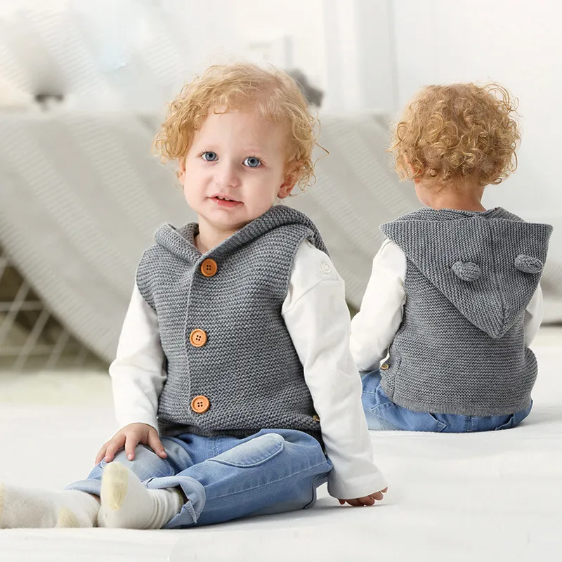

baby girl sweater woolen jacket solid European hooded sweater jacket for 1-3years baby newborn infant kid outerwear clothing