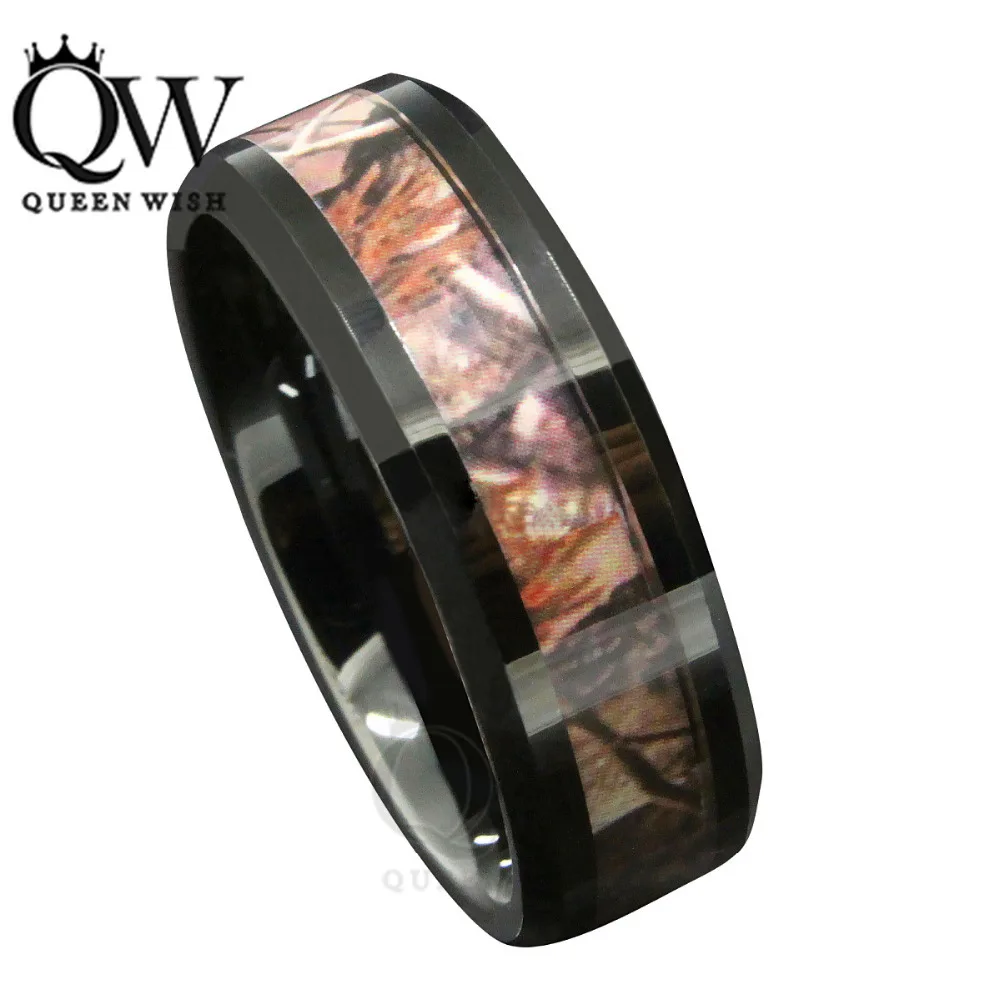 queenwish 8mm black tungsten mens red forest camouflage camo hunting band ring size 6 13 - Cheap Camo Wedding Rings queenwish 8mm black tungsten mens red forest camouflage camo hunting band ring size 6 13 - Cheap Camo Wedding Rings
