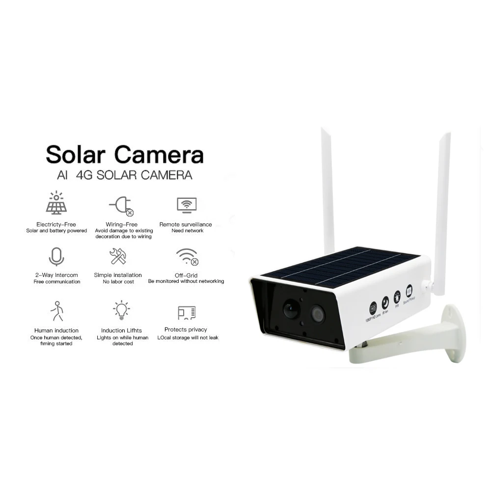 

Yobang Security 1080P Support 4G SIM Card Night Vision Solar Power Intelligence Camera Waterproof Outdoor Surveillance Security
