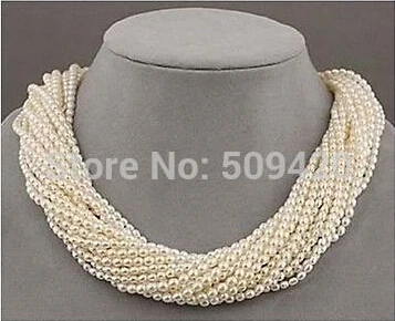 

Free shipping >>@ +>12 strands akoya white seed pearl twisted necklace 18