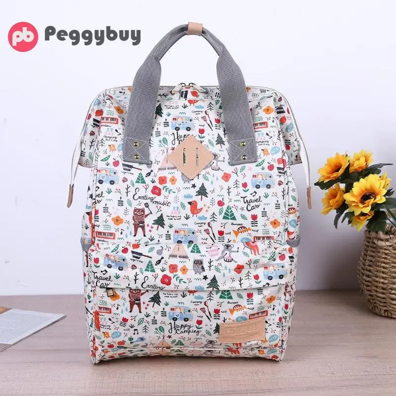 

Multifunctional Cute Print Mummy Bags Doodle Print Backpack Travel Waterproof Large Capacity Mom Baby Diaper Bag Care Prop Bolsa