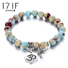 

17IF Trendy OM Rune Strand Bracelets & Bangles For Women Men Natural Stone Handmade Cuff Wristband Beads Yoga Bracelet Gift New