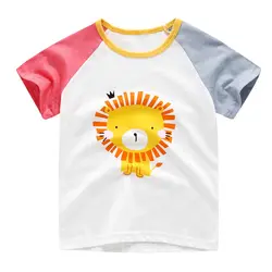 Новая летняя хлопковая Футболка с рисунком для мальчиков и девочек футболка для маленьких мальчиков детские топы, блузка повседневные