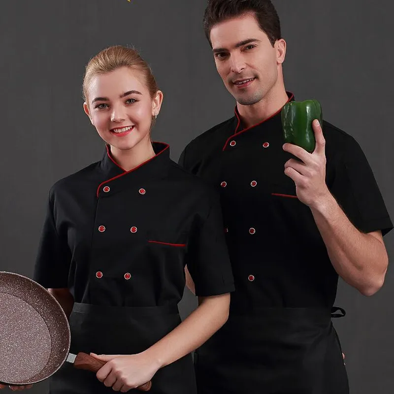 

Рабочая одежда шеф-повара с короткими рукавами для ресторанов, кухонная форма для приготовления пищи, мужская и женская верхняя одежда больших размеров, куртка шеф-повара H2059