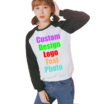 

Oversized Rock Korean Women Sweatshirt Patchwork Raglan Sleeve Loose Spring Autumn Custom Logo Photo Text Printed Girl Hoodies