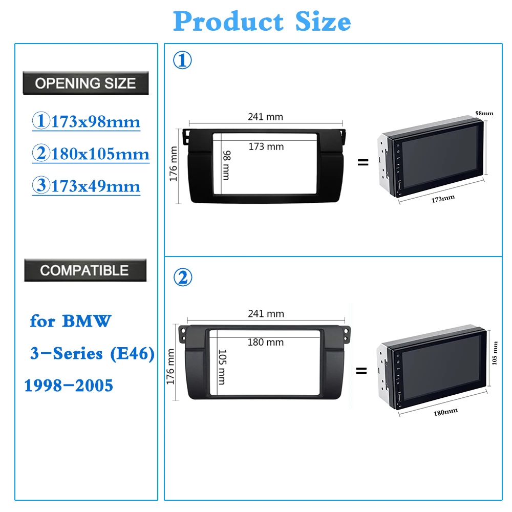 Для BMW 3 серии E46 1998-2005 Радио DVD фасции двойной Din стерео панель Dash монтажный комплект рамка ISO проводка+ антенный адаптер