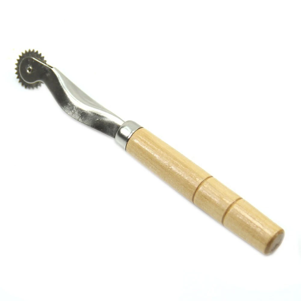 

DHDL-1pc Wood Handle Overstitch Wheel Leather Stitch Spacing Paper Perforating Tool Roulette 2mm