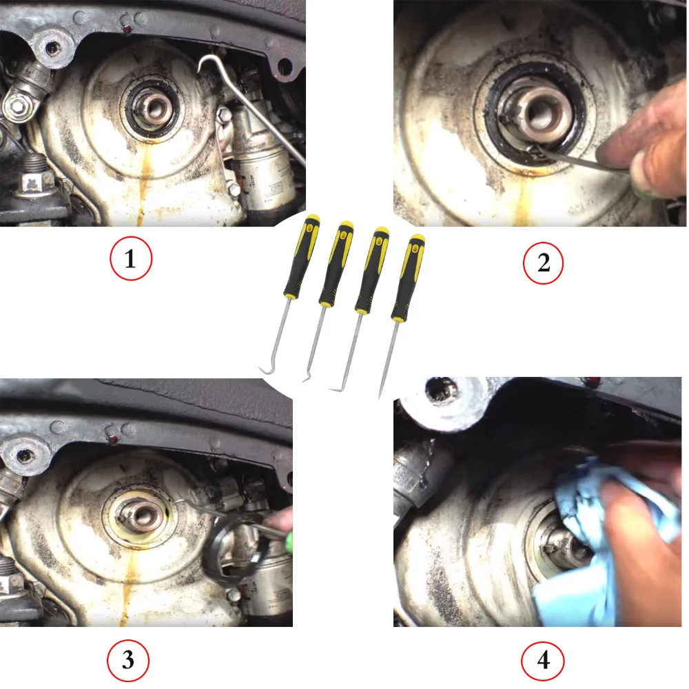 WHDZ  Durable Car Hook Craft Hand Tools 4Pcs  Oil Seal O-Ring Seal Remover Pick Set images - 6