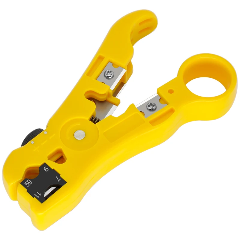 CNCOB Automatic Cable Wire Stripper Electric Stripping Tools for UTP/STP RG59 RG6 RG7 RG11 Multi-functional Cutter Str