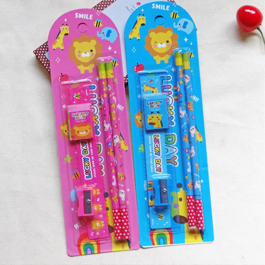 Educational Supplies School Pencil Stutent Stationery Set Cartoon Student Sharpener Stationary Sets Erasers Cartoons Gifts Gift