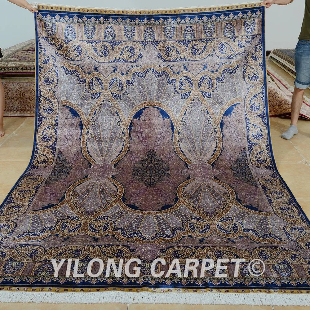 Yilong 6'x9' Turkish silk classic carpet vantage traditional purple