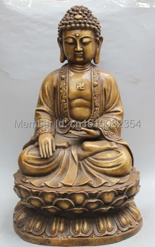 

18" Chinese Tibetan Buddhism Bronze Shakyamuni Sakyamuni Buddha On Lotus Statue