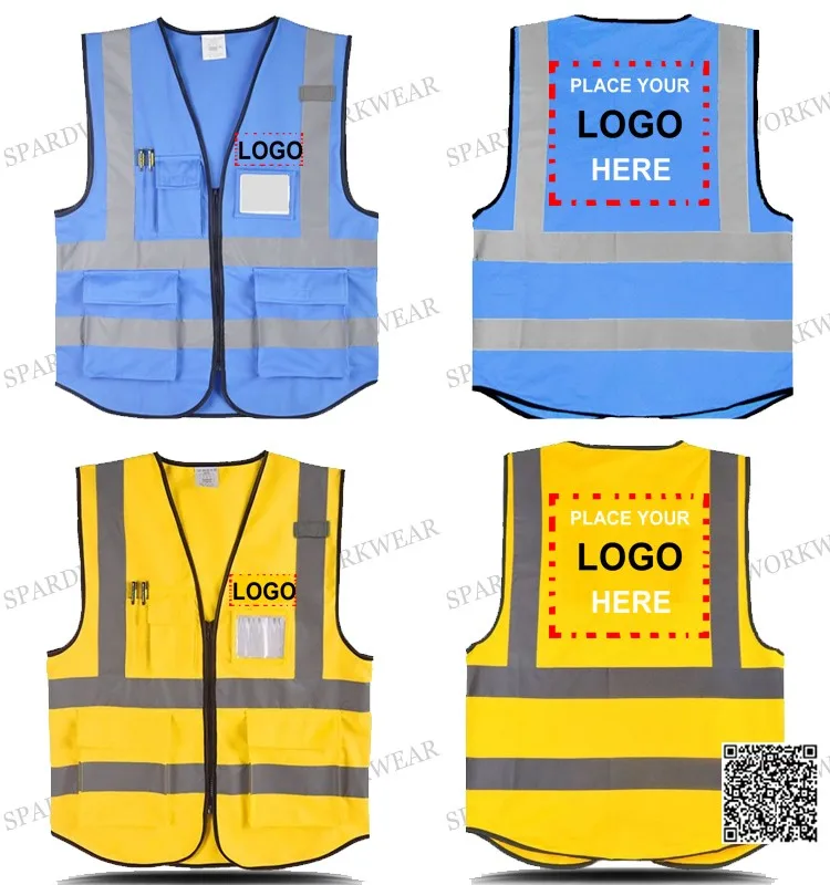 Logotipo da Empresa de Impressão Spardwear Personalizada Segurança Colete Reflexivo Azul Trabalho Uniforme Tráfego Frete Grátis 10 Segurança e Proteção