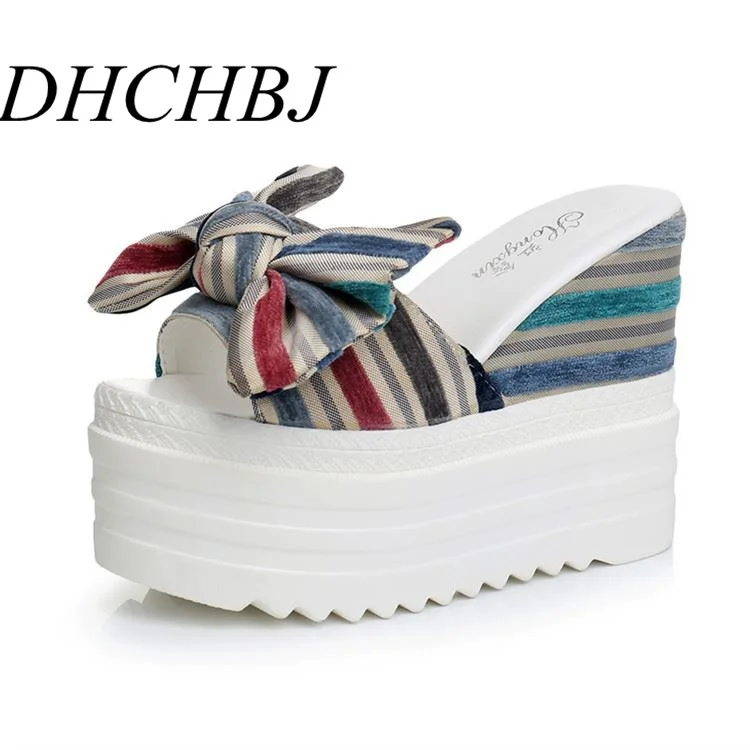 

New Leather Women Slippers Summer Muffins Platform Slippers Women Shoes Fashion Outside Beach Shoes Sandals Wedges Ladies Shoes