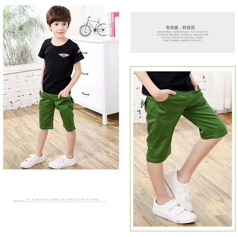 3-10 y summer clothes kids boys pants knee length pants for the boy casual children trousers solid color boys clothes (14)